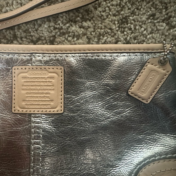 COACH Silver and Tan Women\'s Wristlet - NWT